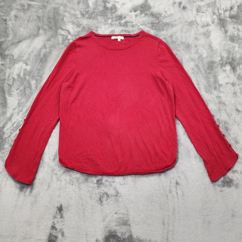 Boden Sweater Womens L Red Wool‎ Cotton Lina Long Sleeve Button Detail Preppy